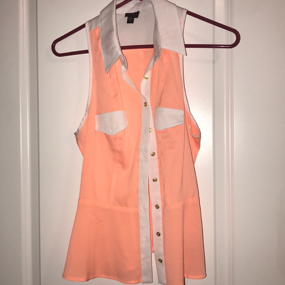 Peplum button down tank top